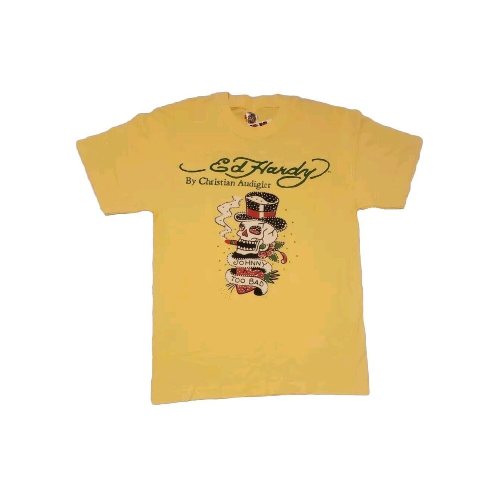 ED HARDY Skull Logo MEN’S T Shirt Sz Medium NWT deadstock MSRP $120 Vtg